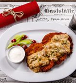 Draniki Сooked on Old Belarusian Recipe with Porcini Mushrooms and Pumpkin Seeds (200/120/50 g)