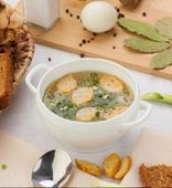 Бульон куриный с перепелиными яйцами и гренками (250/50/20/20 г)