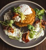 Draniki with Poached Egg and Bacon (350 g)