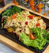 Pork Ears baked with Tongue, Potatoes and Vegetables "Jägermeister's Morning" (440/20/15 g)