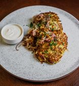 Draniki with Brisket and Onions