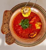 A Thick Soup of Stewed Oxtail with Cobs of Corn and Baked Potatoes (400 g)