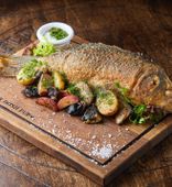 Carp with New Potatoes, Dill, Sour Cream Sauce, and Green Onion (500 g)