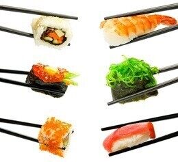 Акция «При заказе суши - палочки, соус, имбирь, вассаби бесплатно»