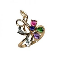 jstudio Золотое кольцо с различными вставками 10234