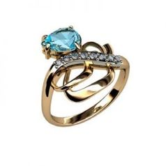 jstudio Золотое кольцо c цветными фианитами 10230