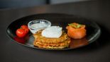 Potato pancakes with marinated salmon and poached egg (200/60/40/50 g)