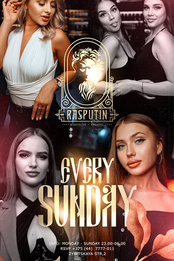 Every sunday at Rasputin nightclub & karaoke