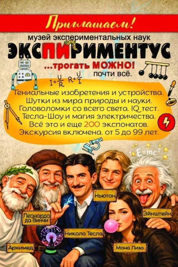 Познавательная выставка «Экспириментус» + «Теслариум»