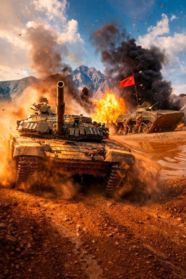 Реконструкция Афганской войны и показательный заезд экипажей Т-72